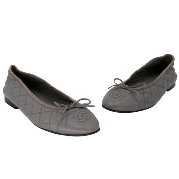 Chanel Ballet 36C Quilted Leather Cap-toe Flats CC-S0207P-C027 - Picture 2 of 11